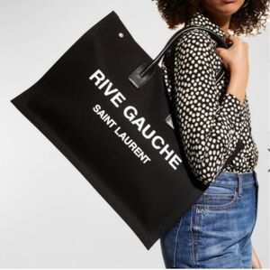 Fashion Design Like [Saint Laurent] Rive Gauche Tote Bag in Black Canvas